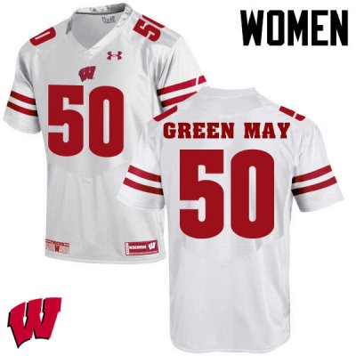Women's Wisconsin Badgers NCAA #50 Izayah Green-May White Authentic Under Armour Stitched College Football Jersey OD31K32MM